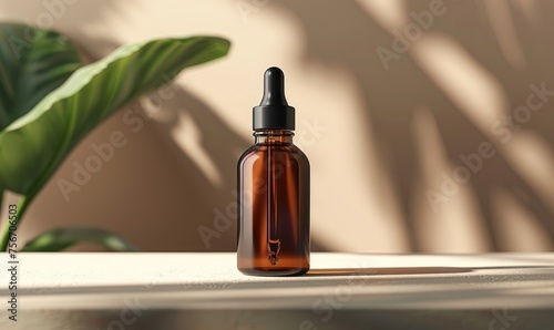 A cosmetic dropper bottle