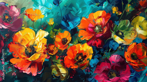 Red and yellow flower. AI generated art illustration.