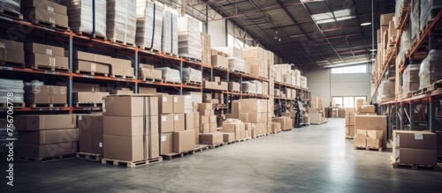 Organized Warehouse Storage with White Boxes