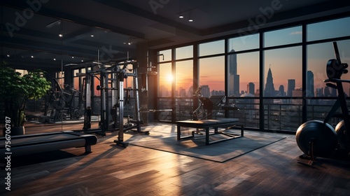 Home Gym with Large Window