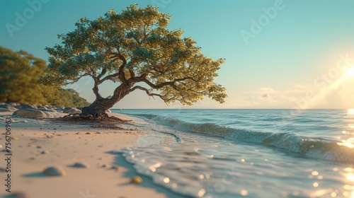 Long tree branches on the Beach photo
