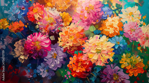 Red and yellow flower. AI generated art illustration.