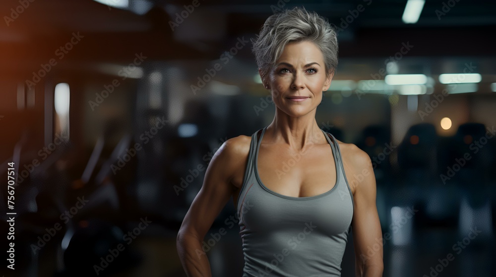 AI-Generated Image of Mature Woman at Gym 8K

