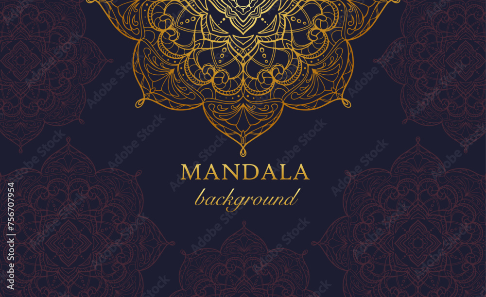 Vector luxury ornamental indian mandala design background in gold color Vector luxury ornamental indian mandala design background in gold color