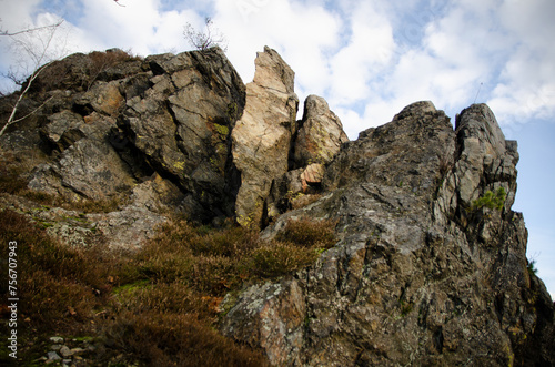 Energetic place by the rock in the forest