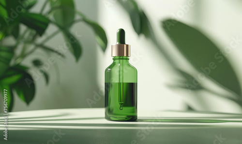 A cosmetic dropper bottle