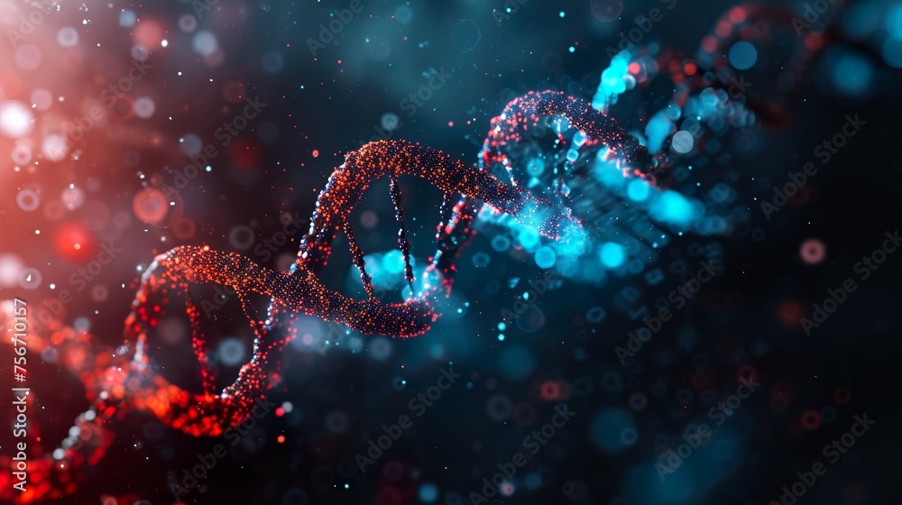 3d illustration of rotating DNA glowing molecule on blue background 3d illustration of rotating DNA glowing molecule on blue background
