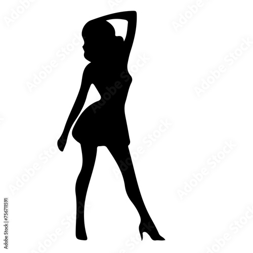 silhouette of a girl in a black dress