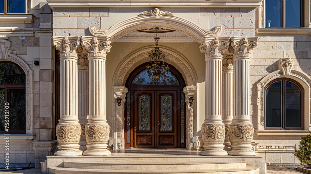 The artistry of a mason carving intricate designs into stone pillars for a grand entranceway — new technologies, various layouts of a smart home, professionalism and punctuality of