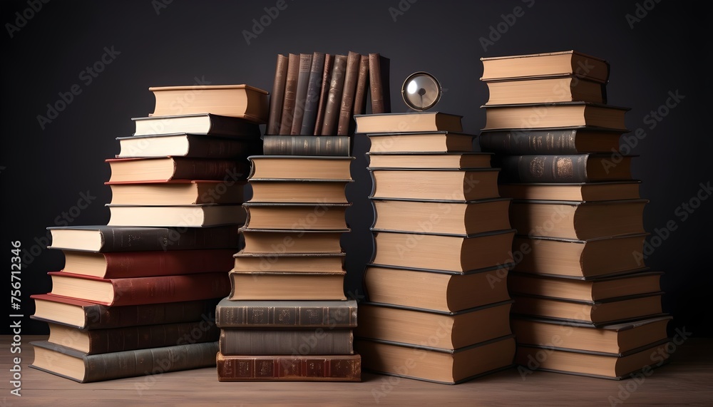 A lot of books sample background, view from a side