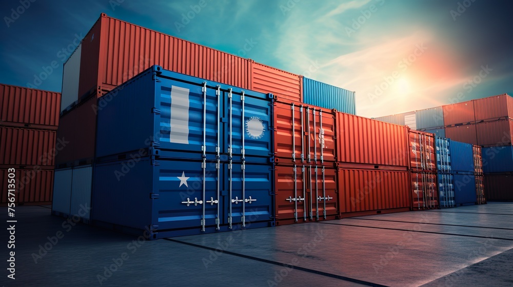 Fototapeta premium container terminal full shipment background