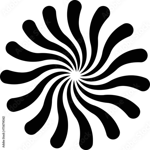 Sunburst element radial stripes or sunburst backgrounds icons of rays design. Retro stars black vector isolated on transparent. Editable stock flat geometric sunburst symbol.