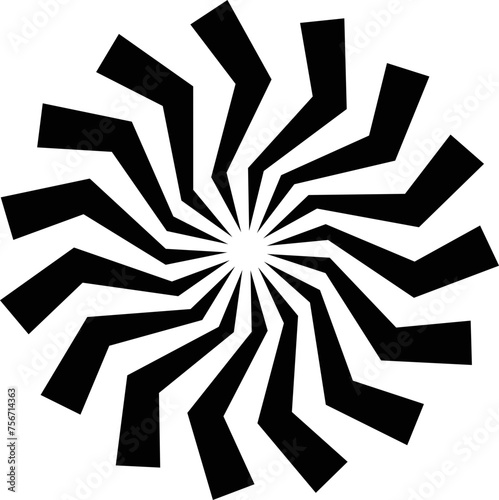 Sunburst element radial stripes or sunburst backgrounds icons of rays design. Retro stars black vector isolated on transparent. Editable stock flat geometric sunburst symbol.