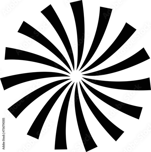 Sunburst element radial stripes or sunburst backgrounds icons of rays design. Retro stars black vector isolated on transparent. Editable stock flat geometric sunburst symbol.