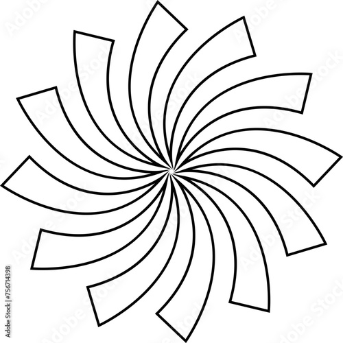 Sunburst element radial stripes or sunburst backgrounds icons of rays design. Retro stars black line vector isolated on transparent. Editable stock geometric sunburst symbol.