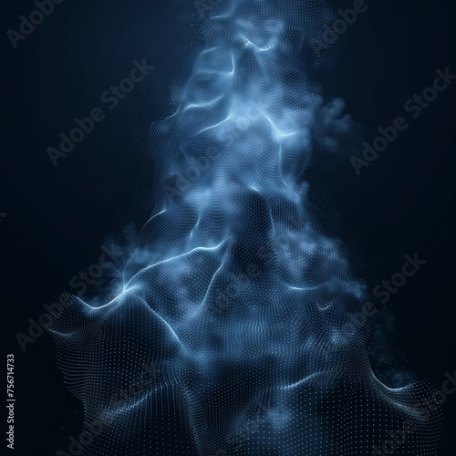 Abstract Waves, Bokeh, Dots, air bubbles in the ocean dark, blue, teal. Soundwave