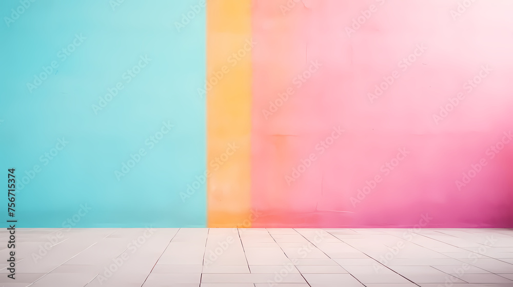 Fototapeta premium Rainbow reflects colorful sunlight on the textured surface of the wall
