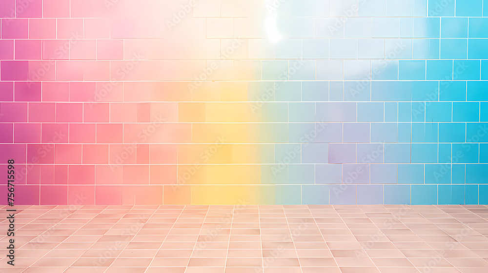 Rainbow reflects colorful sunlight on the textured surface of the wall Rainbow reflects colorful sunlight on the textured surface of the wall