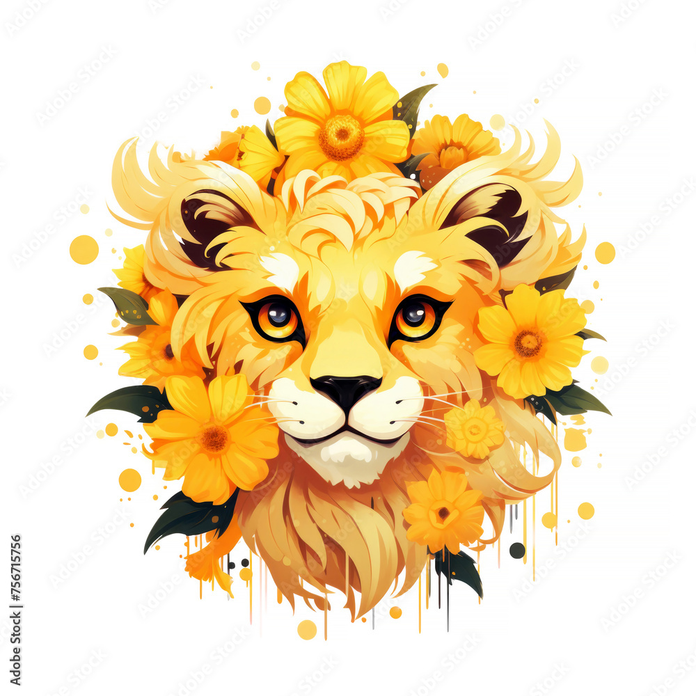 Floral Lion Portrait Floral Lion Portrait
