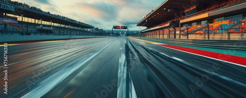 Empty race track, long exposure shot