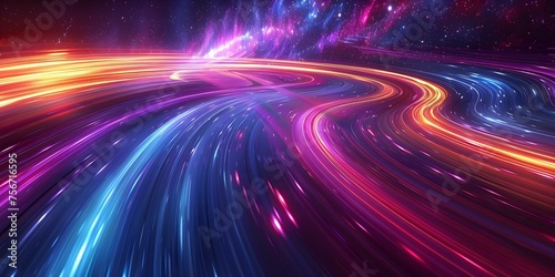 Journey of vibrant light streams into a gravitational singularity in space. Concept Space Photography, Galactic Phenomena, Astrophysics Theories, Black Hole Research, Cosmic Exploration