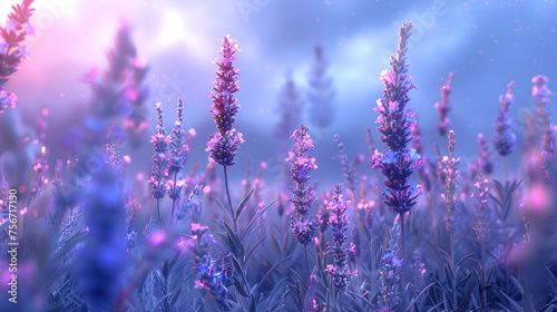 Close up shot purple flowers of lavender with beautiful view, Lavender flowers in summer morning, lavender field, Generative Ai © HayyanGFX