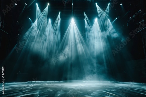 A stage lit up with contemporary dance performance lights, highlighting a captivating show.
