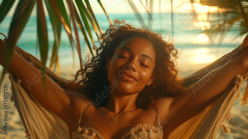 Hammock Bliss: Young Female Relaxing Among Palms  © Creative Valley
