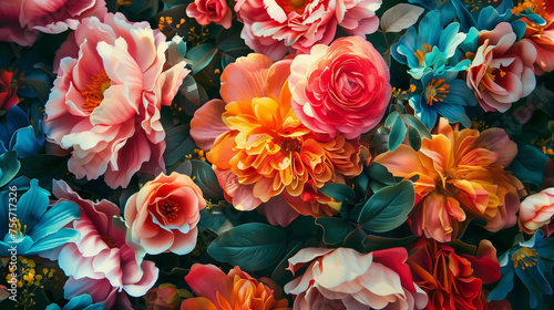 Red and yellow flower. AI generated art illustration.