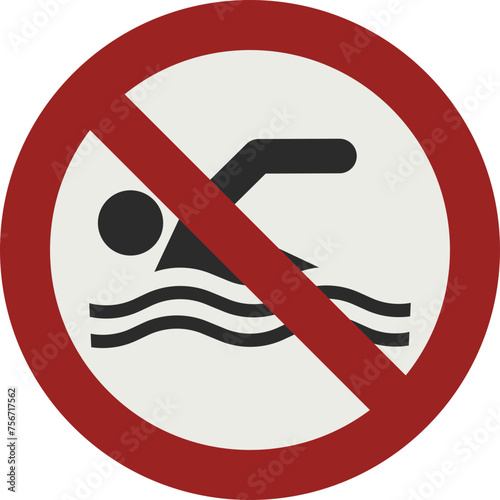 PROHIBITION SIGN PICTOGRAM, NO SWIMMING ISO 7010 – P049, SVG