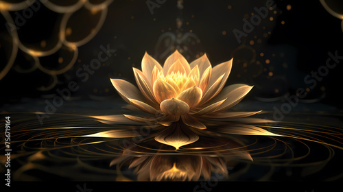 Golden flowers abstract background organic fractal structure macro geometric illustration