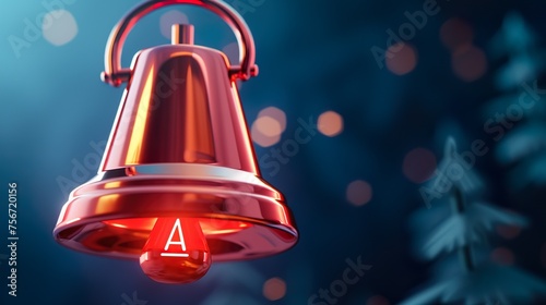 A red bell service notification on solid background photo