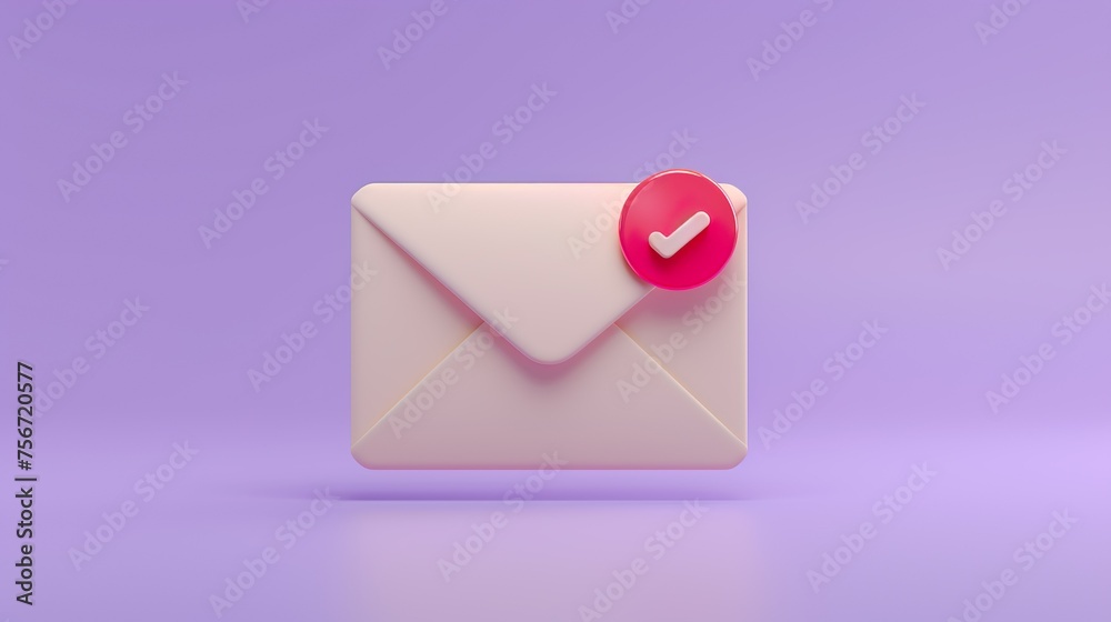 3d render mail envelope with white paper and check. Sending newsletter or subscription concept. Icons for sending message by mail. 3D Illustration 3d render mail envelope with white paper and check. Sending newsletter or subscription concept. Icons for sending message by mail. 3D Illustration