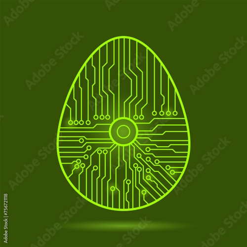 Abstract technology Easter egg. Happy Easter Egg.Abstract egg. Egg in an electronic circuit.