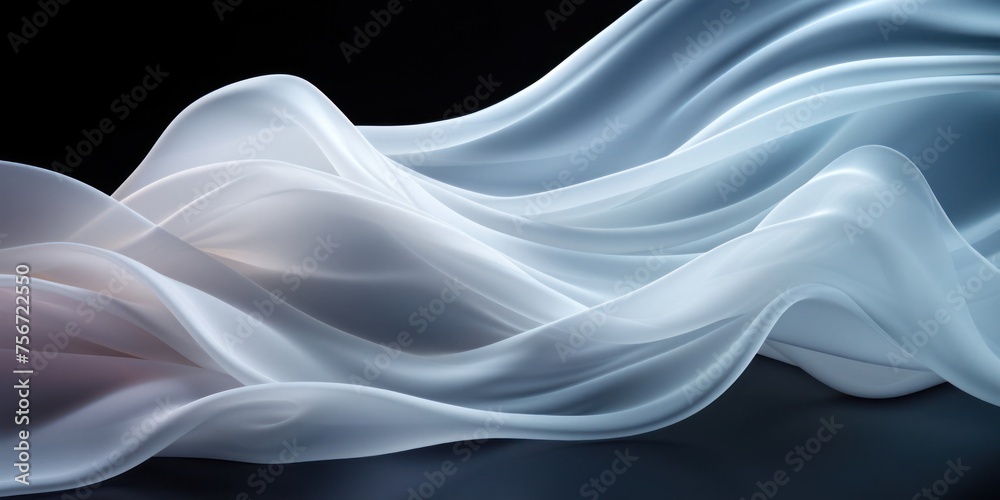 Obraz premium White Flowing Fabric on Black Background Generative AI
