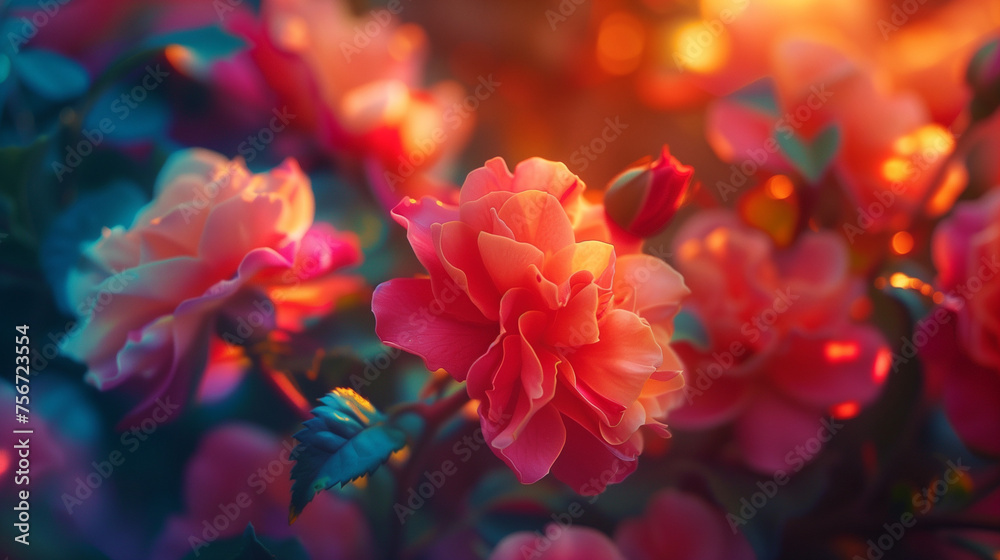 Abstract colorful background with drops. AI generated art illustration.