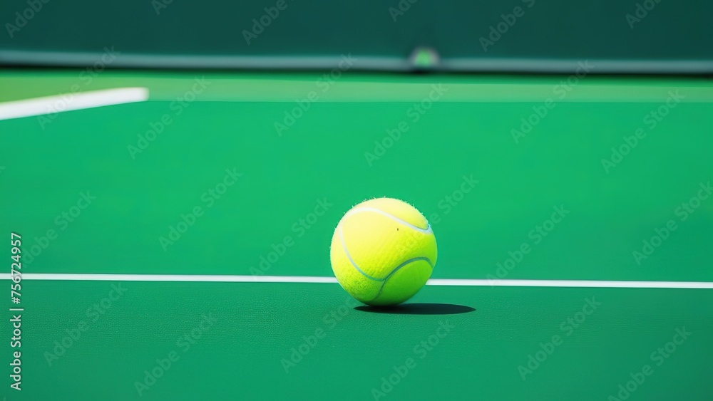 Tennis ball on a hard court on a sunny day, training and playing sports