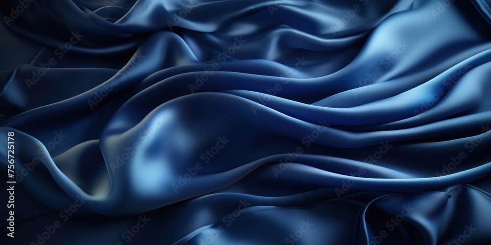 Obraz premium Close Up of Blue Silk Fabric Generative AI