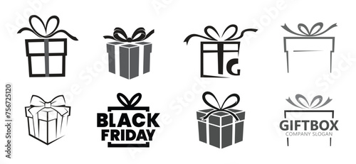 Abstract Gift Boxes Collection Set logo Vector Design Icons Symbol Illustration