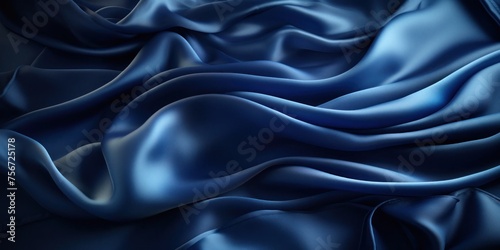 Close Up of Blue Silk Fabric Generative AI