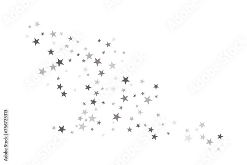 Star confetti. Silver casual confetti background. Bright design pattern.