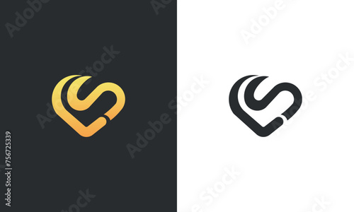 CS initials love monogram logo design vector illustration