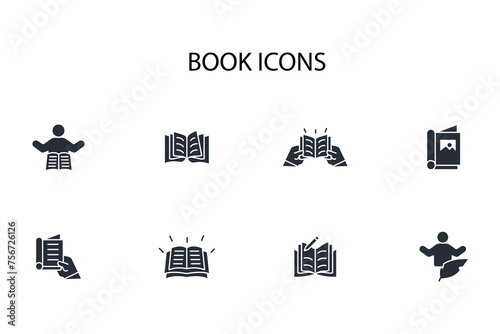 Book icon set.vector.Editable stroke.linear style sign for use web design,logo.Symbol illustration.