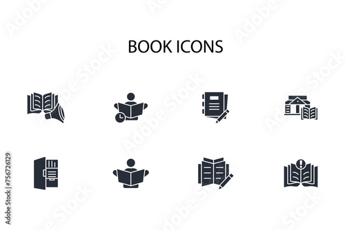 Book icon set.vector.Editable stroke.linear style sign for use web design,logo.Symbol illustration.