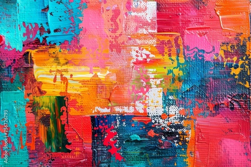 Artistic abstract painting with vibrant texture and modern pattern