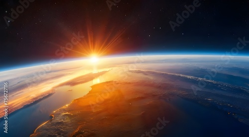 Earth From Space With sunrise