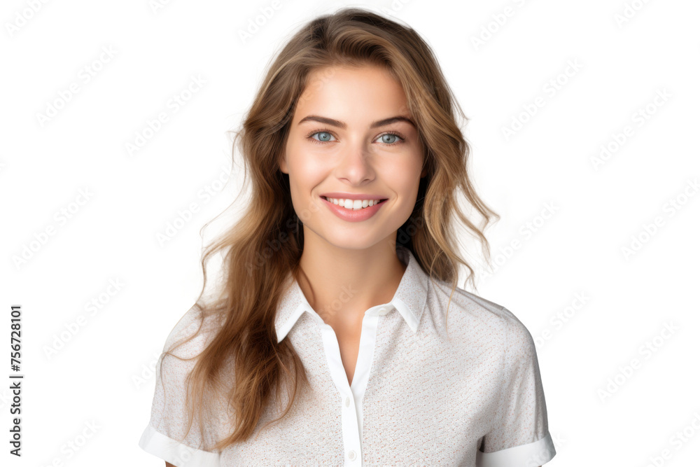 Studio portrait of a beautiful young woman with an attractive smile wearing casual outfits looking at camera, isolated on transparent png background. Studio portrait of a beautiful young woman with an attractive smile wearing casual outfits looking at camera, isolated on transparent png background.
