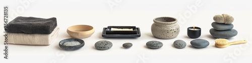 day spa set, on isolated white background. side view. generative AI