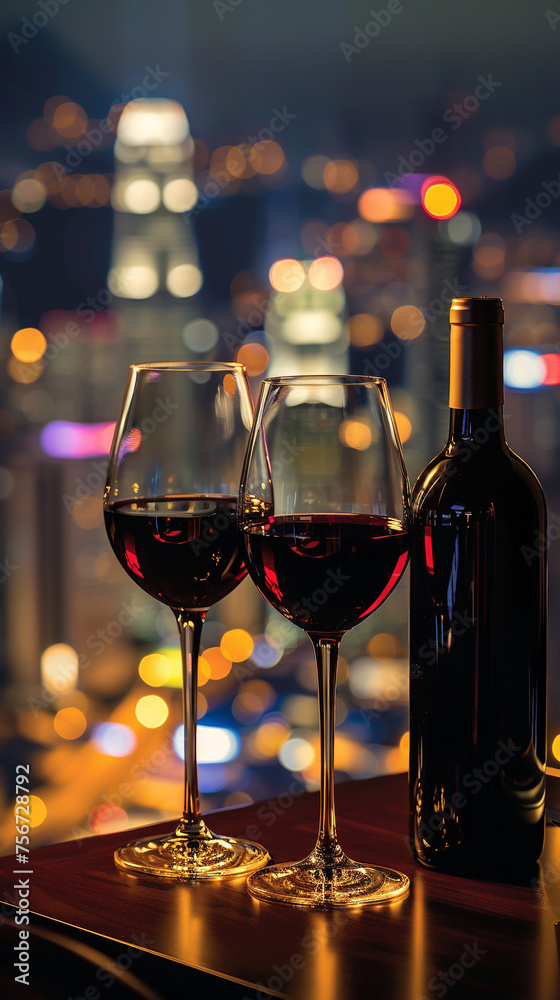 Exquisite wine selections become the focus of finance in luxury night city venues celebrating sky high urban planning successes