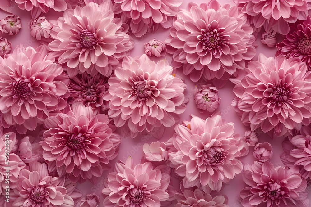 chrysanthemums, their lush and intricate blooms captured in lifelike detail against a refined and timeless solid color background in 16k high resolution.